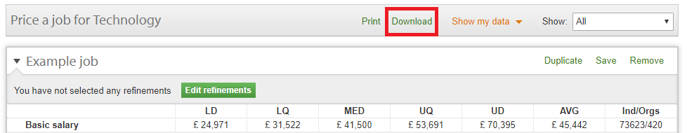 Download jobs to Excel